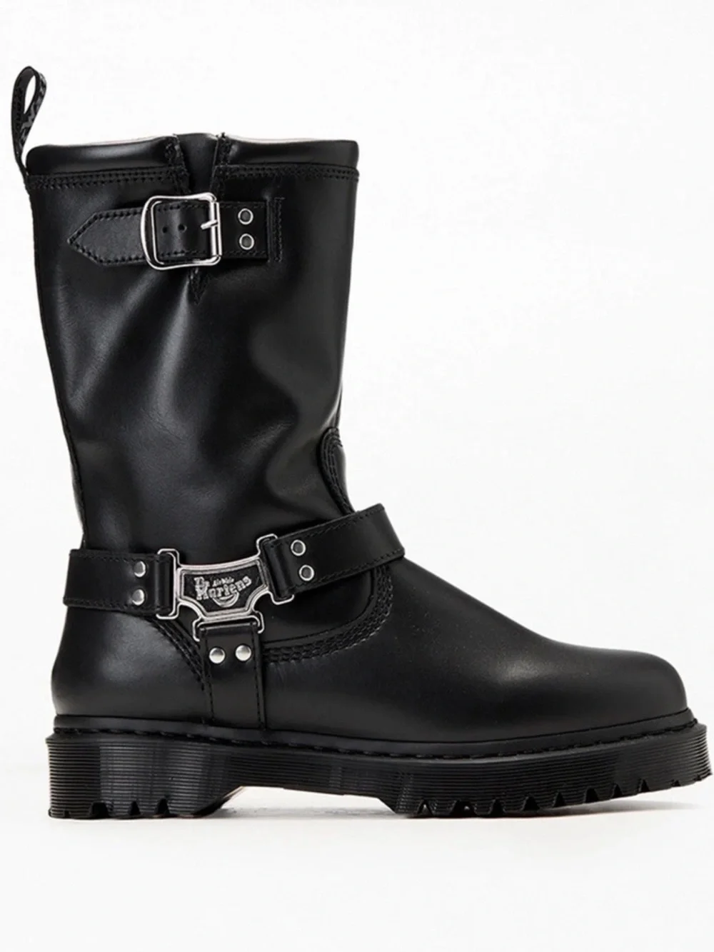 NEW Doc Martens Anistone Sz W 10 M 9 Hi Leather Biker Boots in Black Dr Martens - Picture 1 of 7